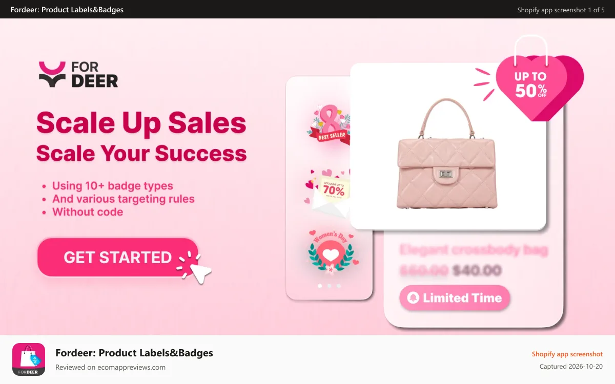 Fordeer: Product Labels&Badges Shopify app screenshot: Product Labels & Badges End year
