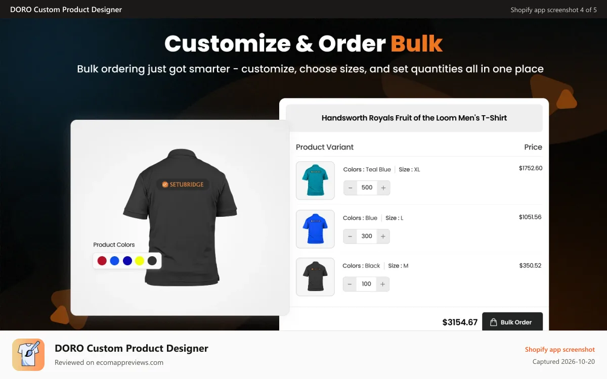 DORO Custom Product Designer Shopify app screenshot: Product customization tool for designing personalized products