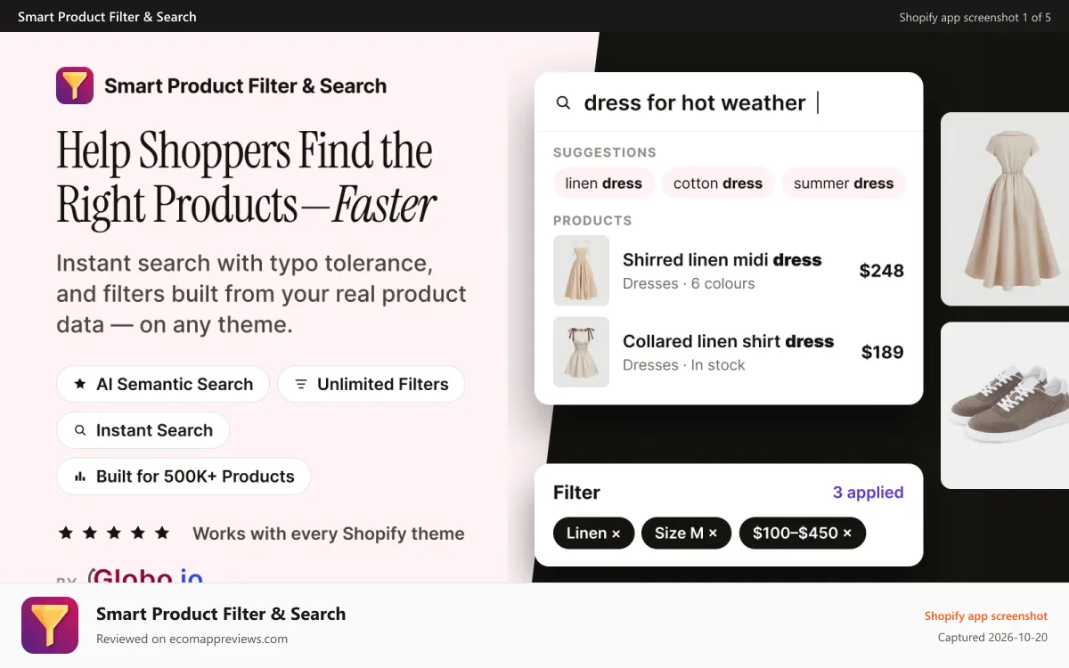 Smart Product Filter & Search Shopify app screenshot: Smart Product Filter & Search