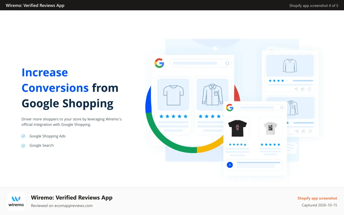 Wiremo: Verified Reviews App Shopify app screenshot: Google Shopping XML Feed