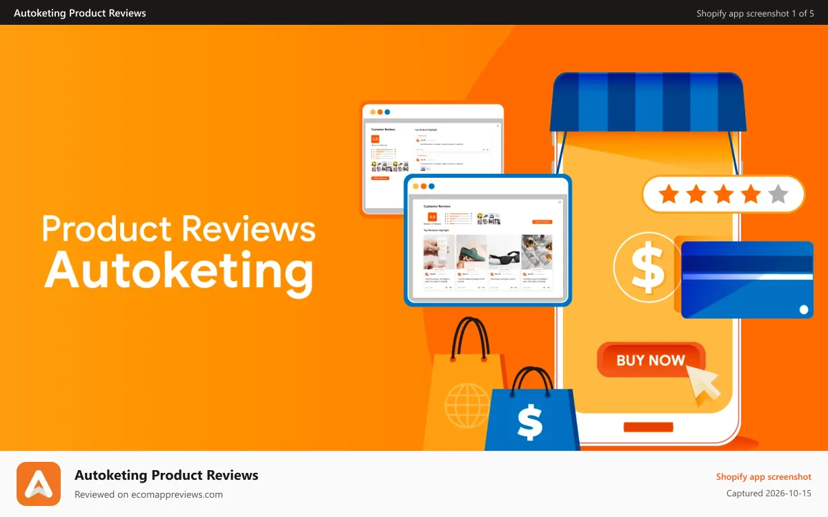 Autoketing Product Reviews Shopify app screenshot: Product Reviews Autoketing