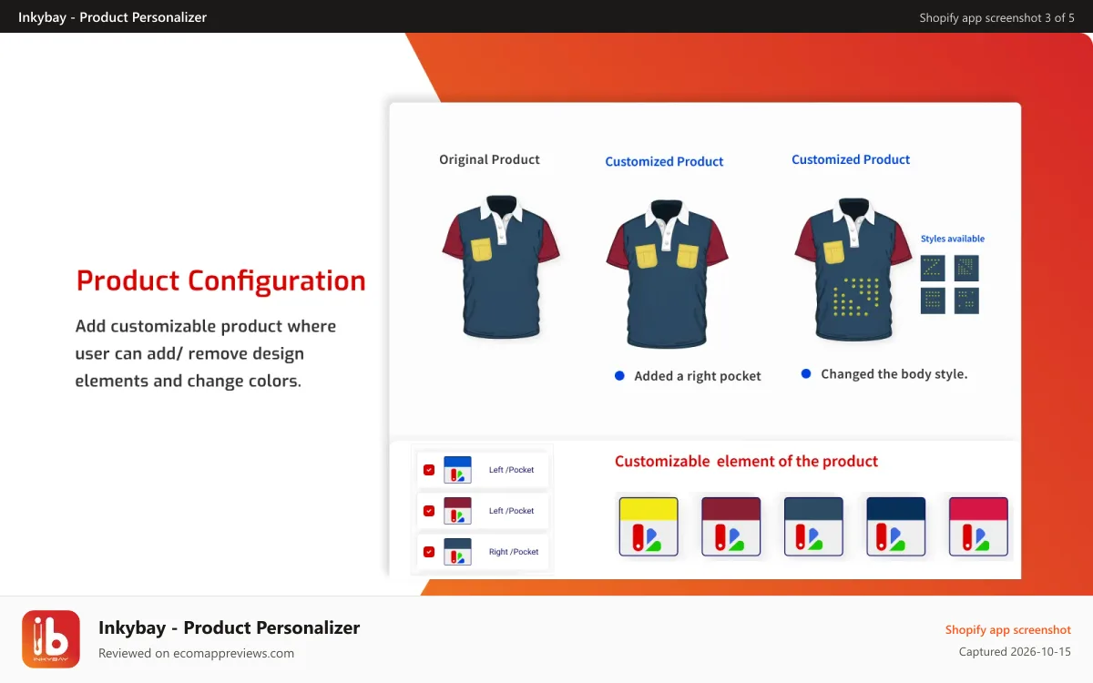 Inkybay ‑ Product Personalizer Shopify app screenshot: Multi panel Jersey and Product Configurator