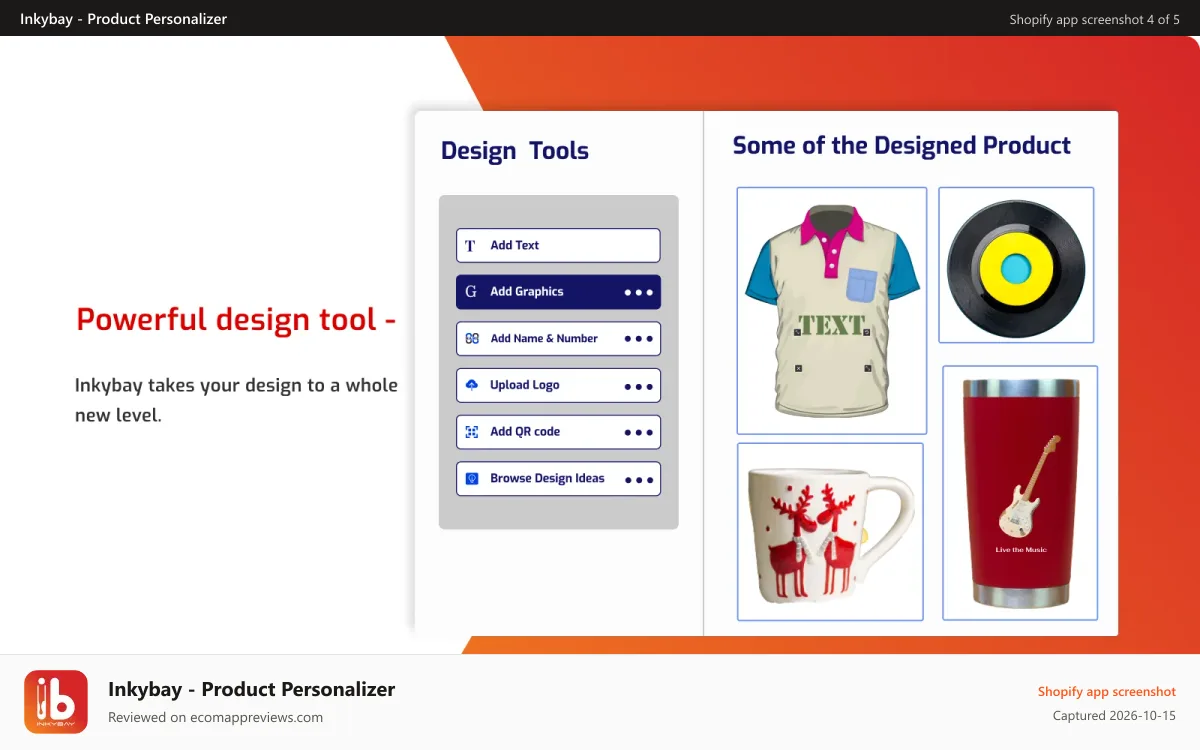 Inkybay ‑ Product Personalizer Shopify app screenshot: Powerful design tool to sell customized products