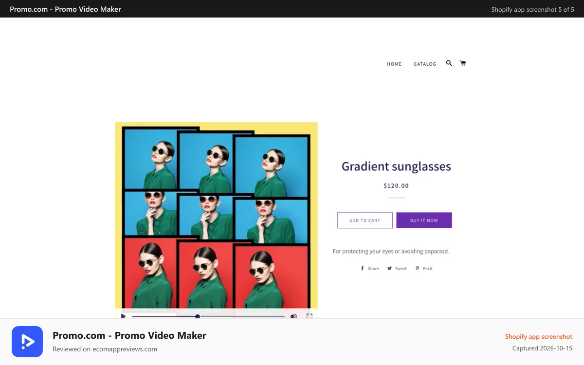 Promo.com ‑ Promo Video Maker Shopify app screenshot: Elevate the look of your storefront with amazing videos