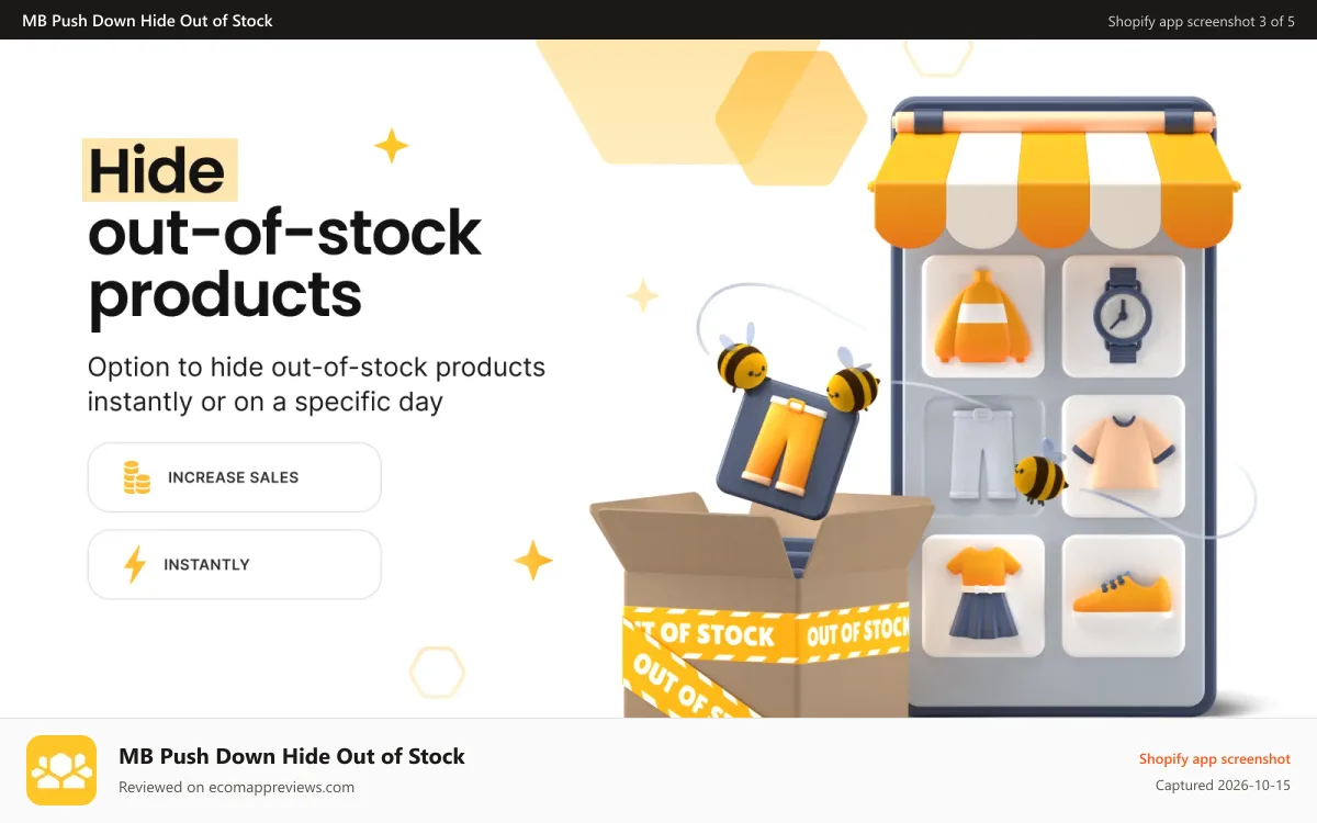 MB Push Down Hide Out of Stock Shopify app screenshot: hide out of stock products