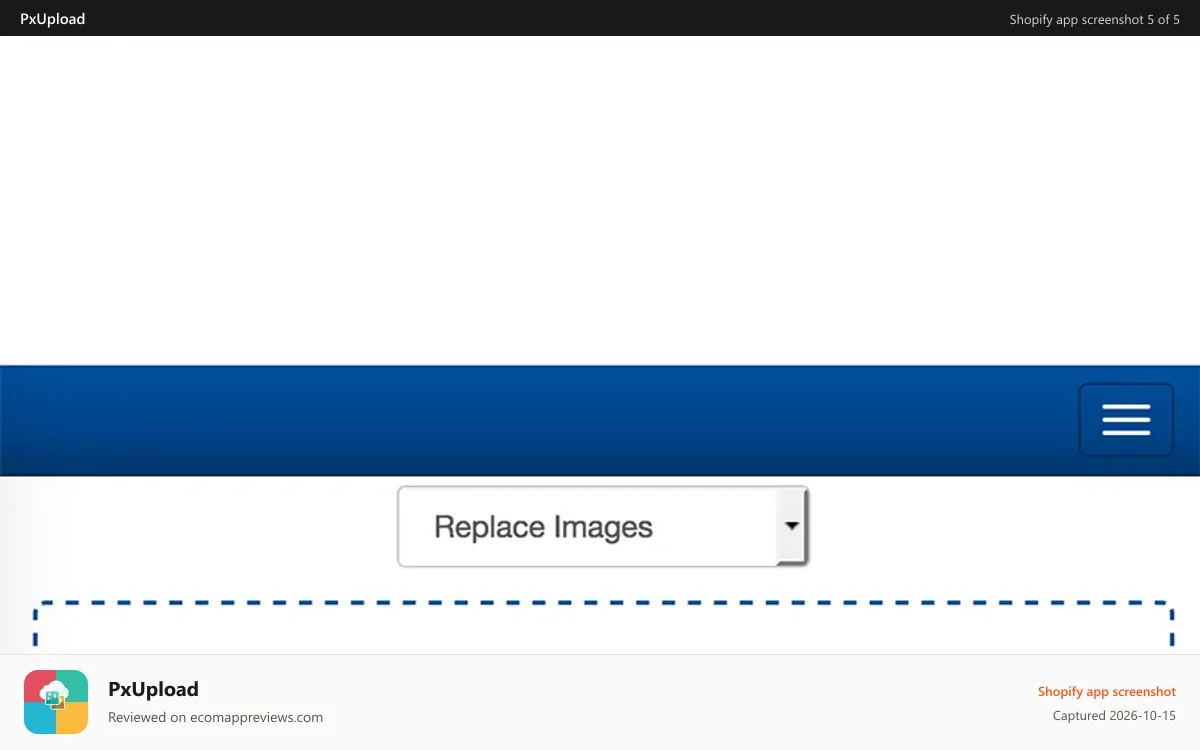 PxUpload Shopify app screenshot: Upload by Image
