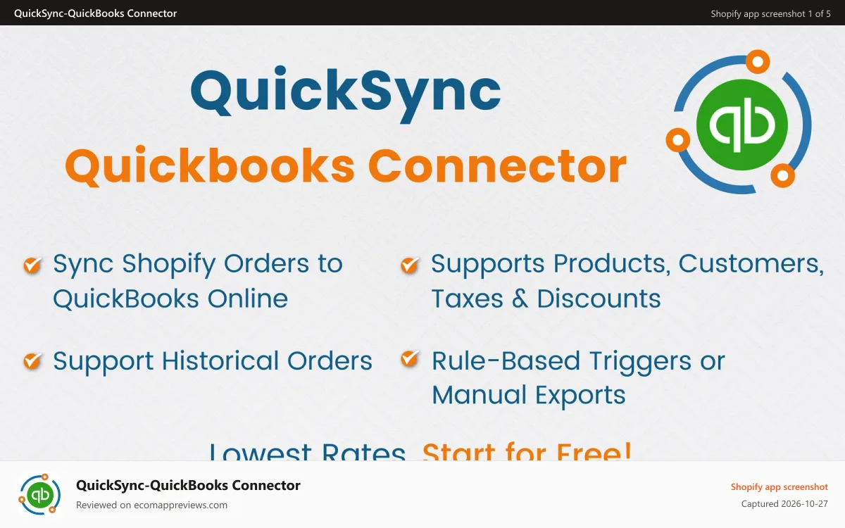 QuickSync‑QuickBooks Connector Shopify app screenshot: QuickSync-QuickBooks Connector