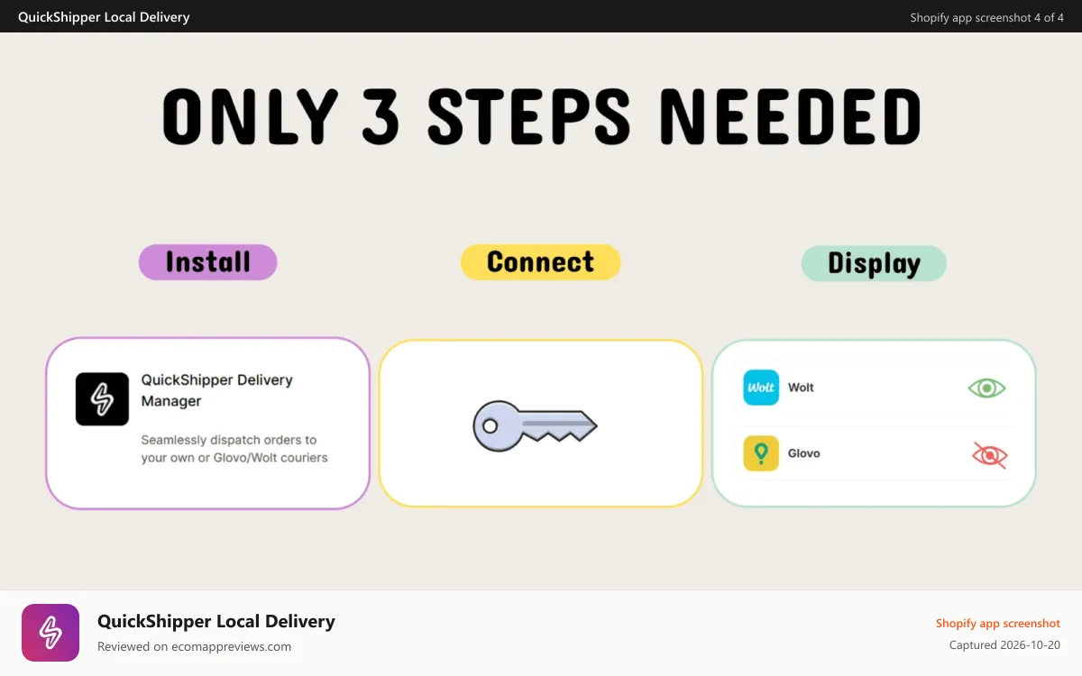 QuickShipper Local Delivery Shopify app screenshot: Easy to connect