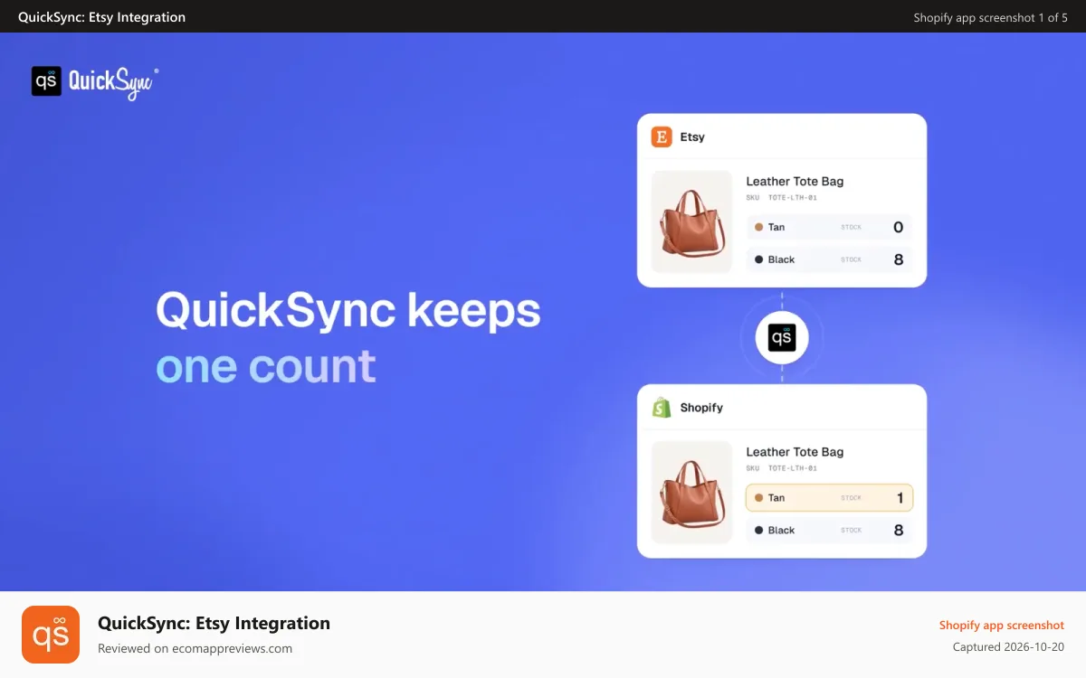QuickSync: Etsy Integration Shopify app screenshot: Quicksync banner