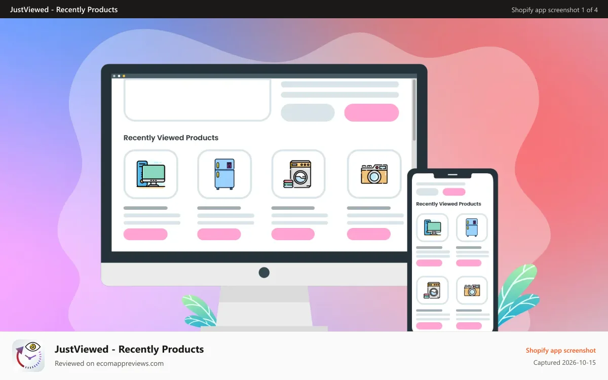 JustViewed ‑ Recently Products Shopify app screenshot: Recently Viewed Products - TD
