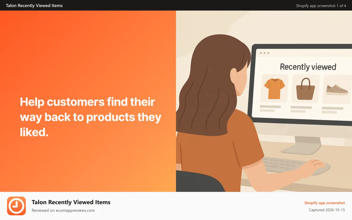 Talon Recently Viewed Items Shopify app screenshot: Display products the customer was looking at previously