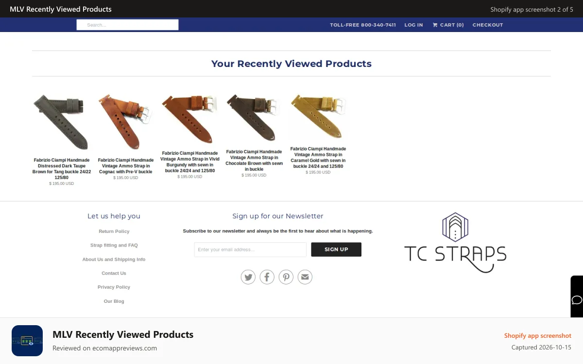 MLV Recently Viewed Products Shopify app screenshot: Recently viewed products getting displayed at bottom of every pa