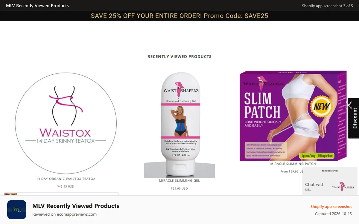 MLV Recently Viewed Products Shopify app screenshot: Recently viewed products looking like part of the theme