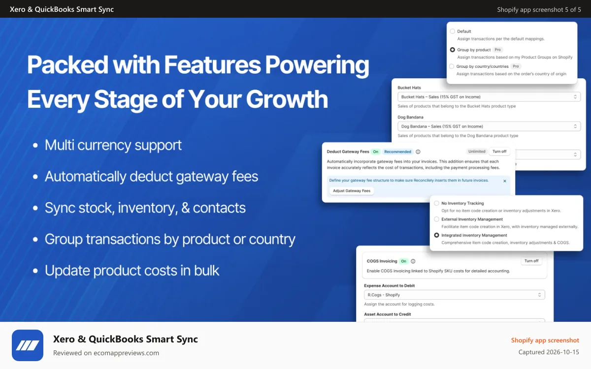 Xero & QuickBooks Smart Sync Shopify app screenshot: Shopify orders and payments reconciliation solution