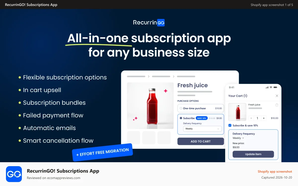 RecurrinGO! Subscriptions App Shopify app screenshot: subscription bundles