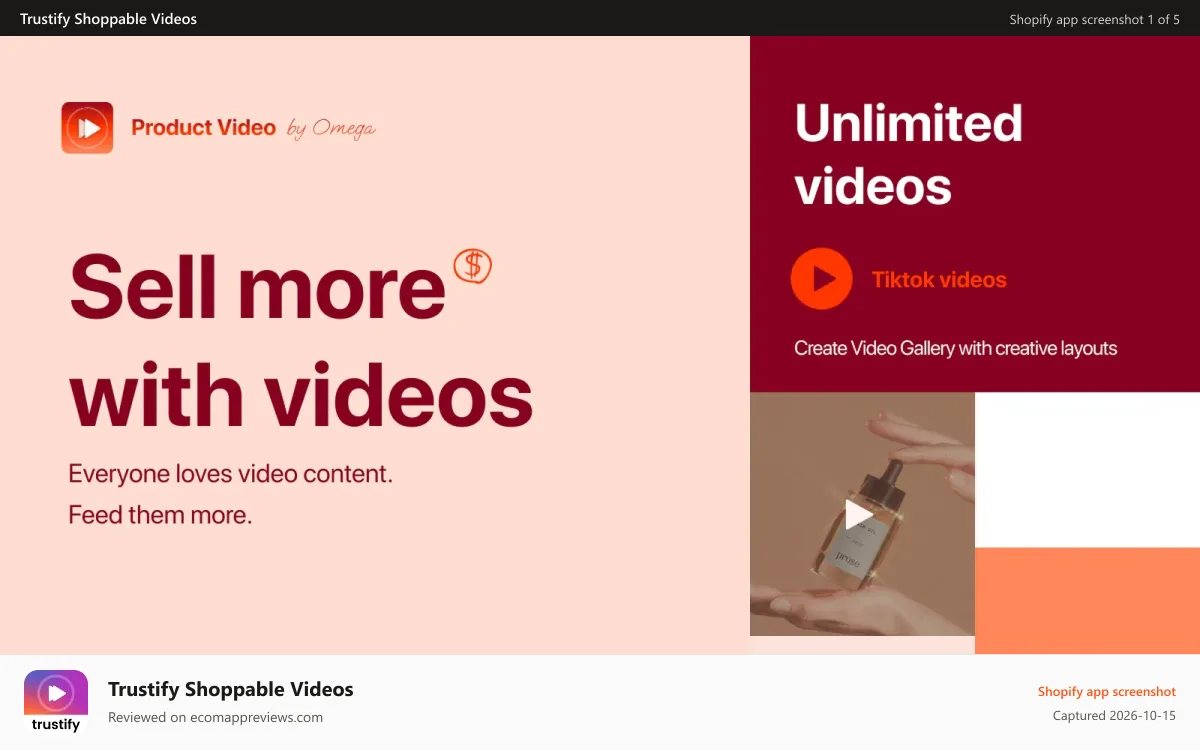 Trustify Shoppable Videos Shopify app screenshot: trustify shoppable videos