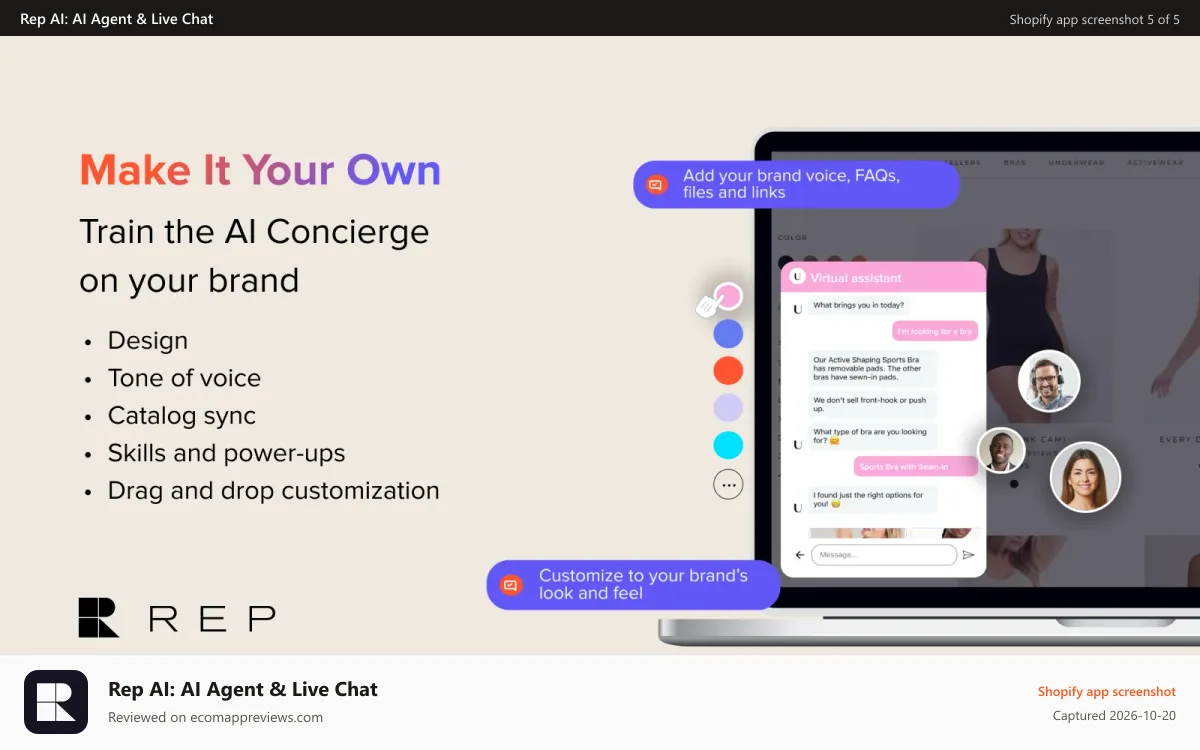 Rep AI: AI Agent & Live Chat Shopify app screenshot: Want to design your ultimate employee? Now you can.