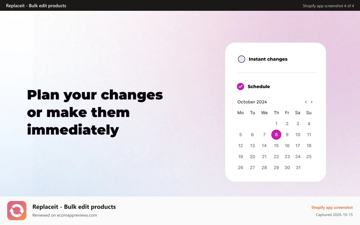 Replaceit ‑ Bulk edit products Shopify app screenshot: Dash 3