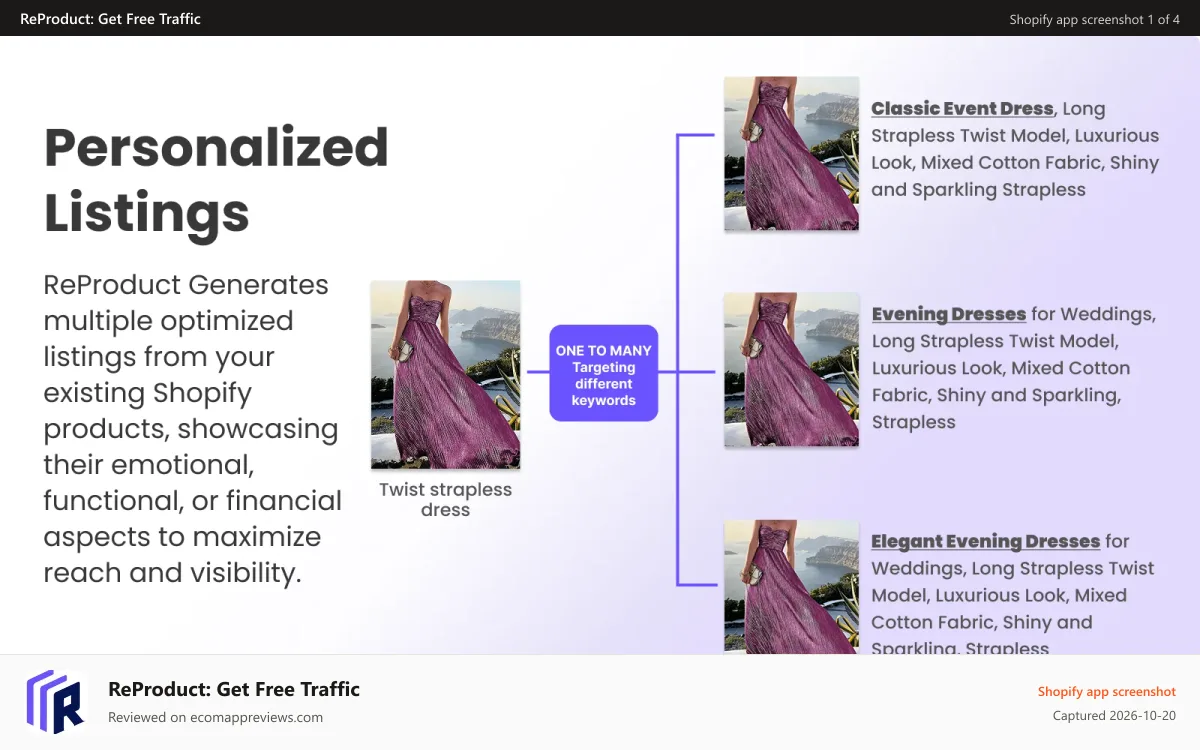 ReProduct: Get Free Traffic Shopify app screenshot: Clone your products