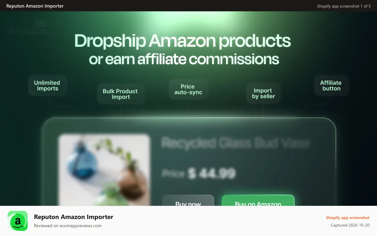 Reputon Amazon Importer Shopify app screenshot: Reputon Amazon Product Importer