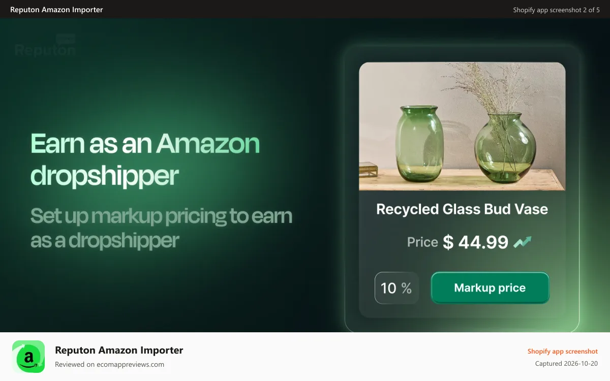 Reputon Amazon Importer Shopify app screenshot: Import and dropship Amazon products