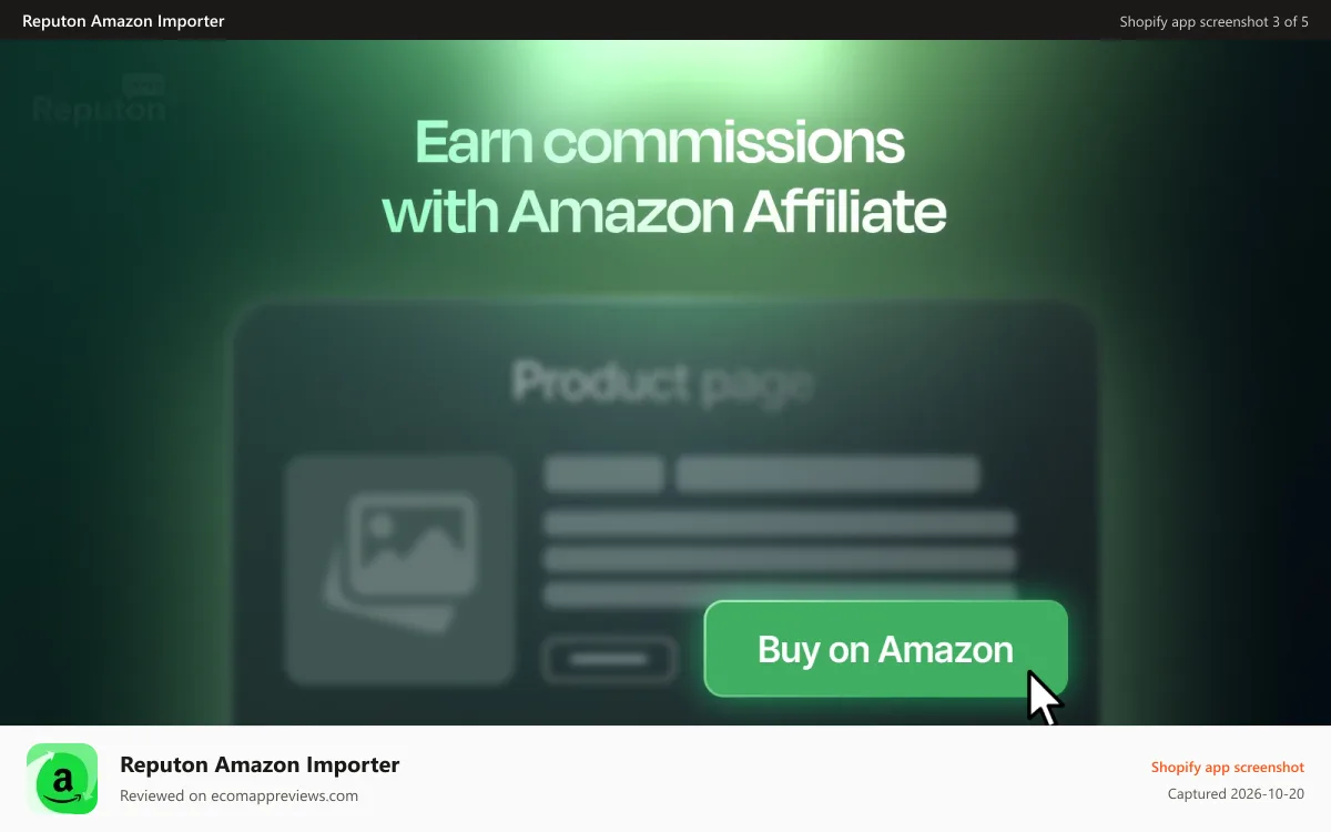 Reputon Amazon Importer Shopify app screenshot: Amazon affiliate Shopify