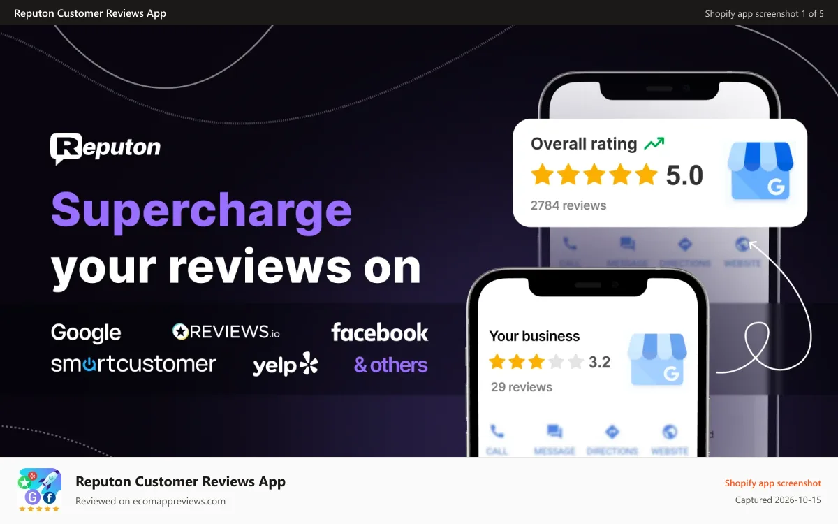 Reputon Customer Reviews App Shopify app screenshot: Customer Reviews Shopify App