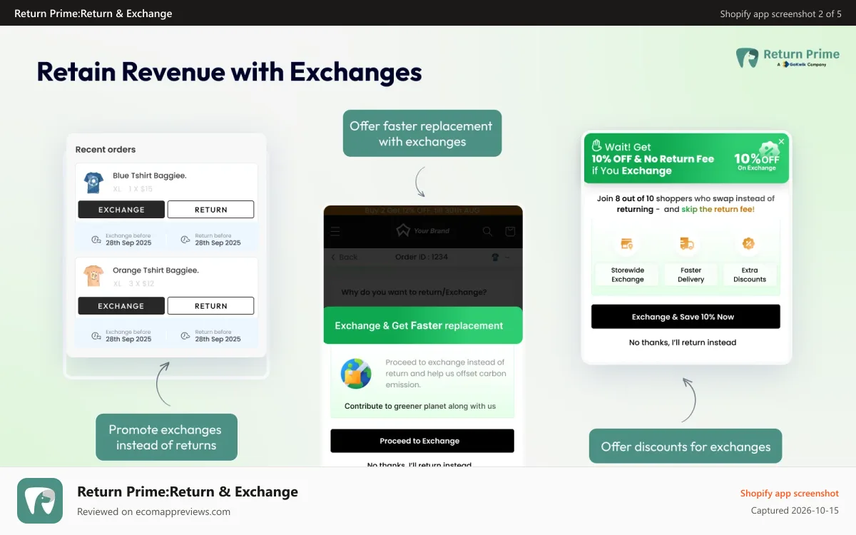 Return Prime:Return & Exchange Shopify app screenshot: Convert Returns into Exchanges