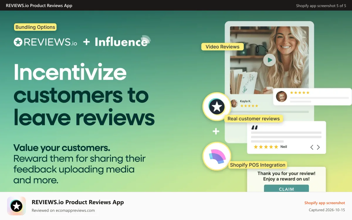 REVIEWS.io Product Reviews App Shopify app screenshot: Rewards & Loyalty Integration