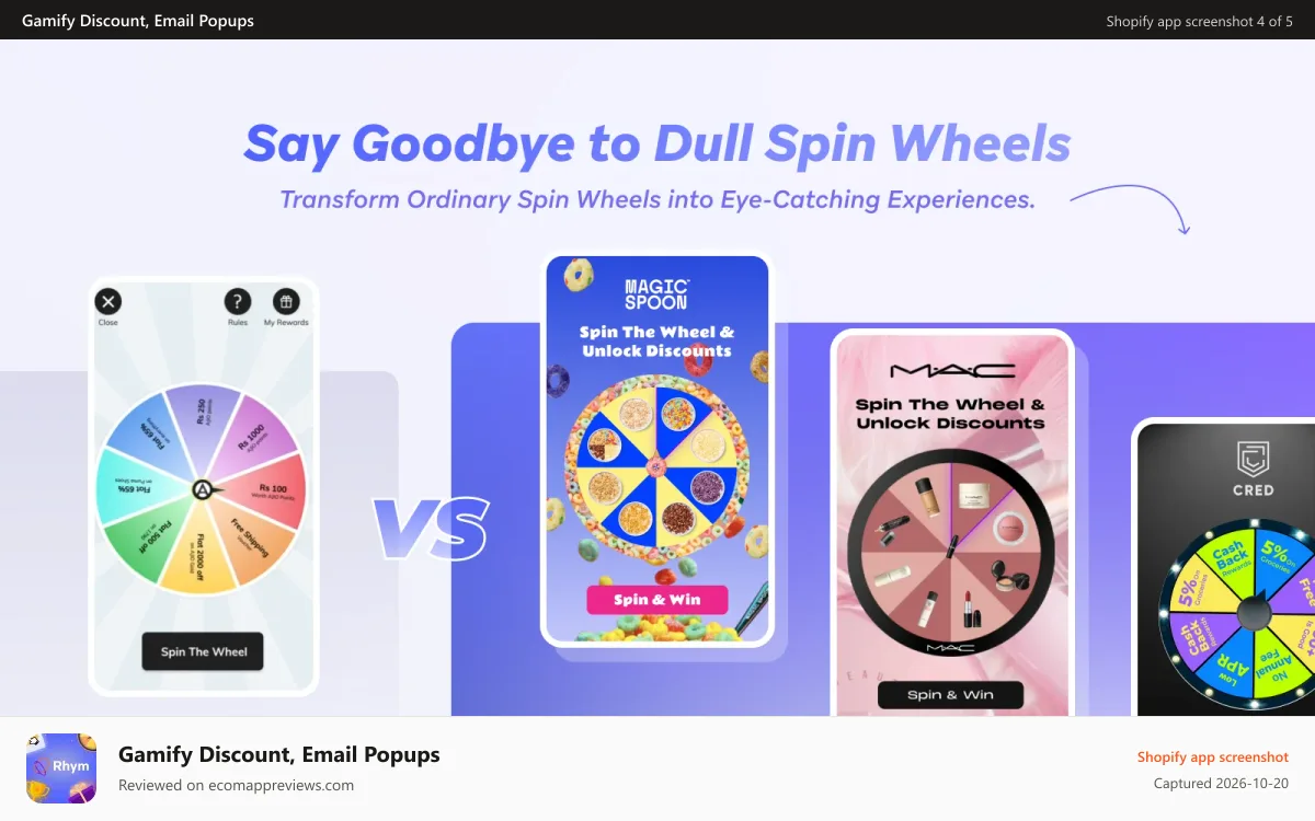 Gamify Discount, Email Popups Shopify app screenshot: Stunning & highly customizable Spin The Wheel with image/ text