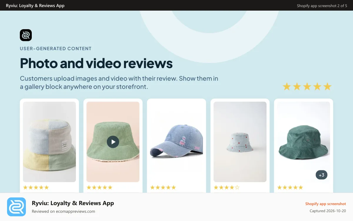 Ryviu: Loyalty & Reviews App Shopify app screenshot: Photo & video reviews