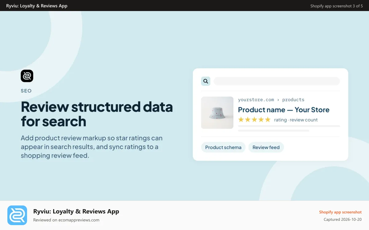 Ryviu: Loyalty & Reviews App Shopify app screenshot: Ryviu Boost Trust and Build Social Proof