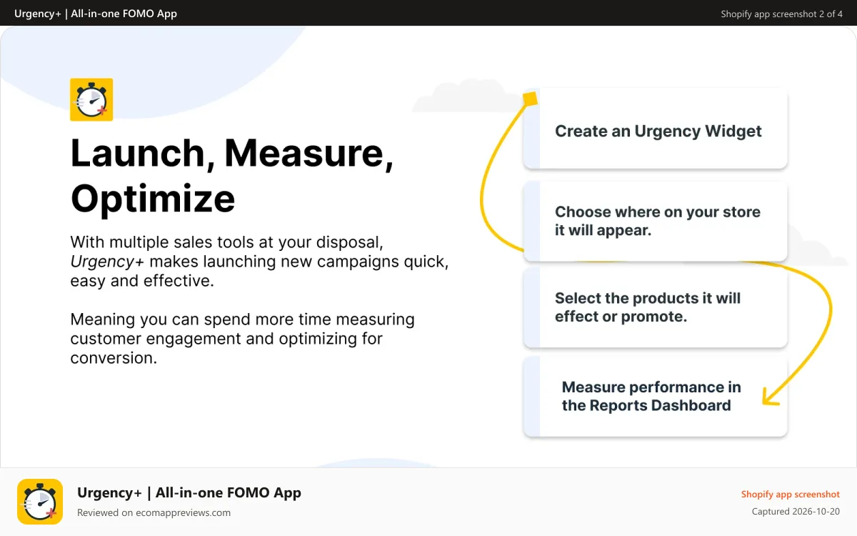 Urgency+ | All‑in‑one FOMO App Shopify app screenshot: shopify email countdown timer