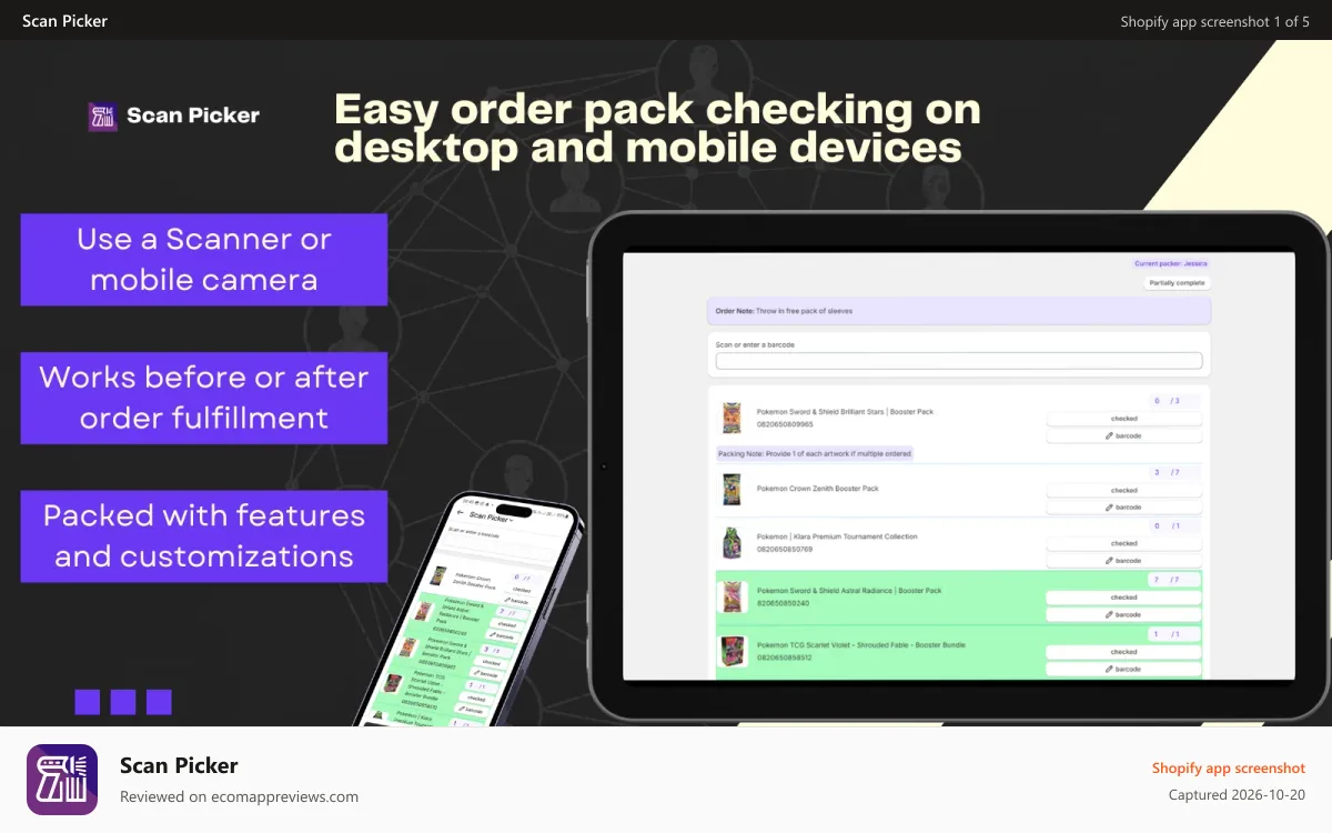Scan Picker Shopify app screenshot: Main Image