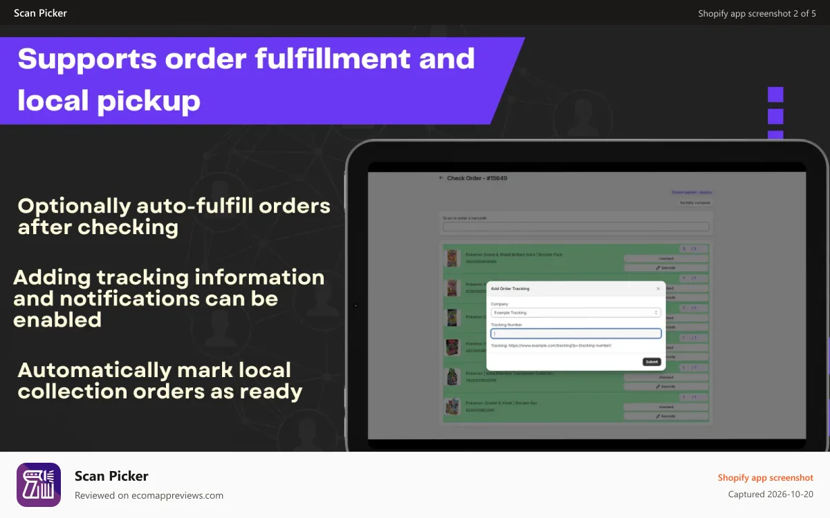 Scan Picker Shopify app screenshot: Fulfillment and local pickup