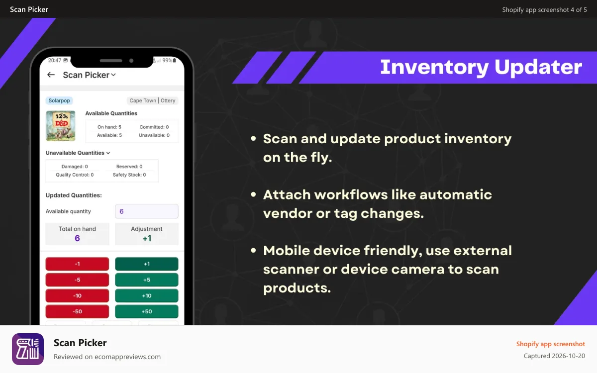 Scan Picker Shopify app screenshot: Inventory Updating