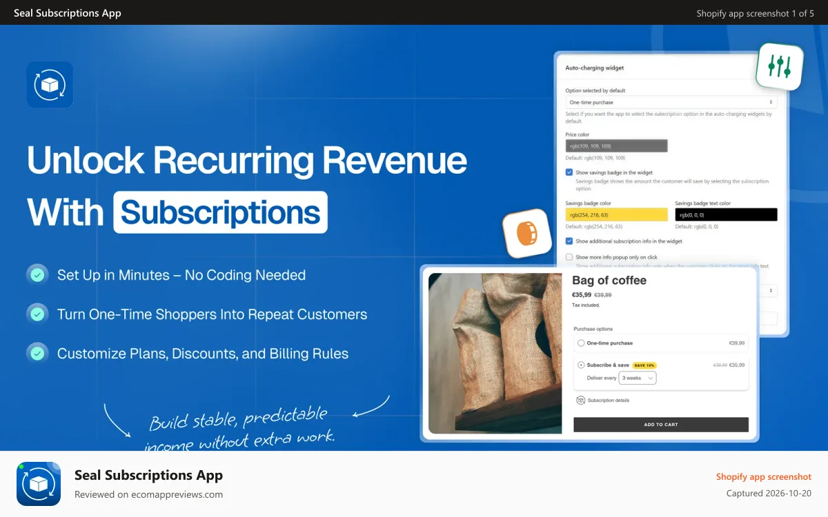 Seal Subscriptions App Shopify app screenshot: Use Seal to sell products on a recurring basis