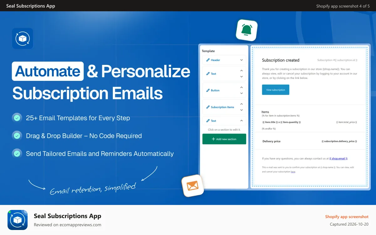 Seal Subscriptions App Shopify app screenshot: Seal allows you to boost sales with subscription boxes