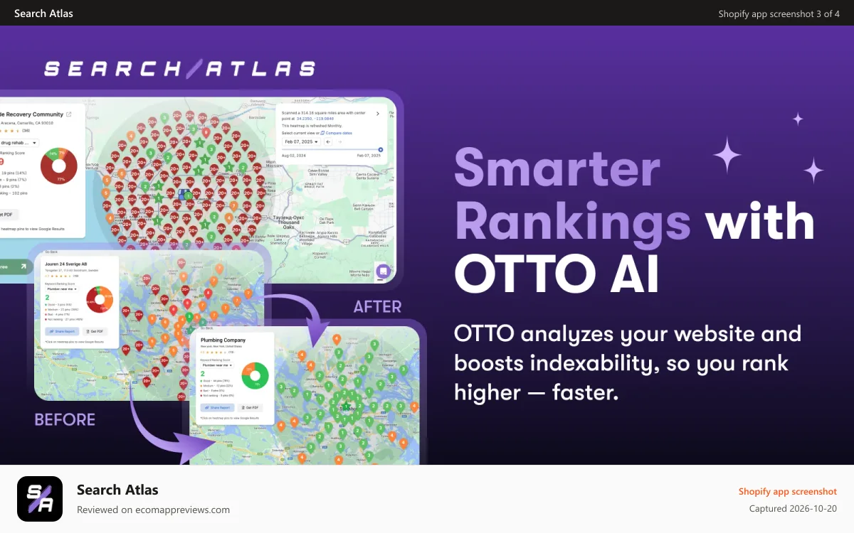 Search Atlas Shopify app screenshot: Best SEO Platform awarded by Gartner