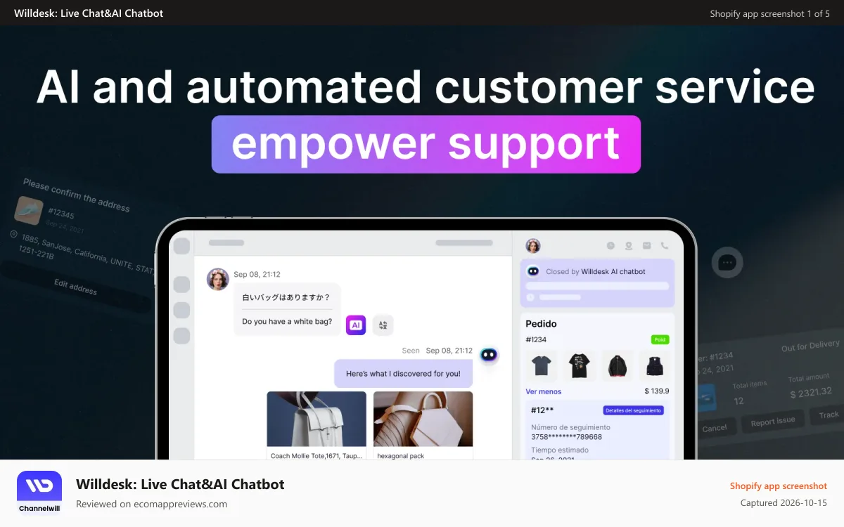 Willdesk: Live Chat&AI Chatbot Shopify app screenshot: Provide you the best customer support service-willdesk