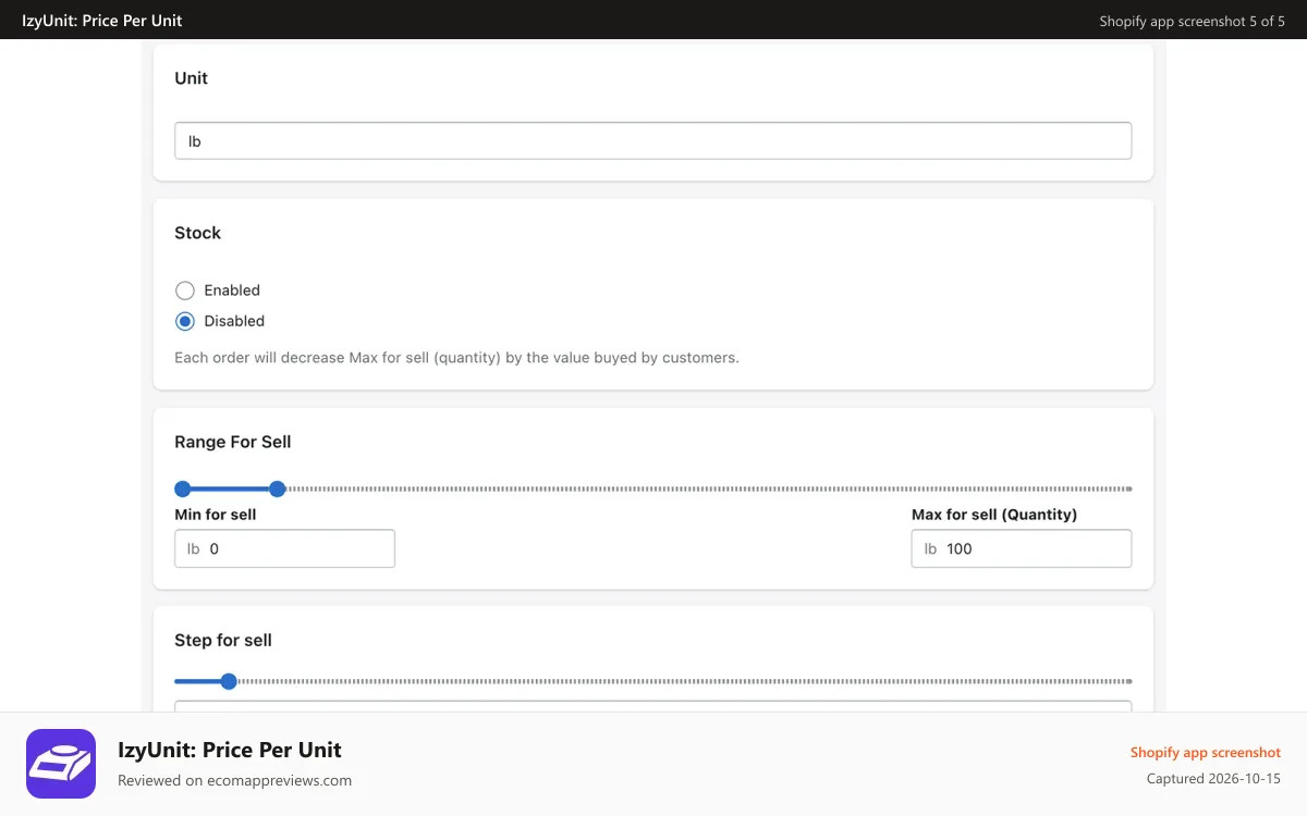IzyUnit: Price Per Unit Shopify app screenshot: Generate Variants