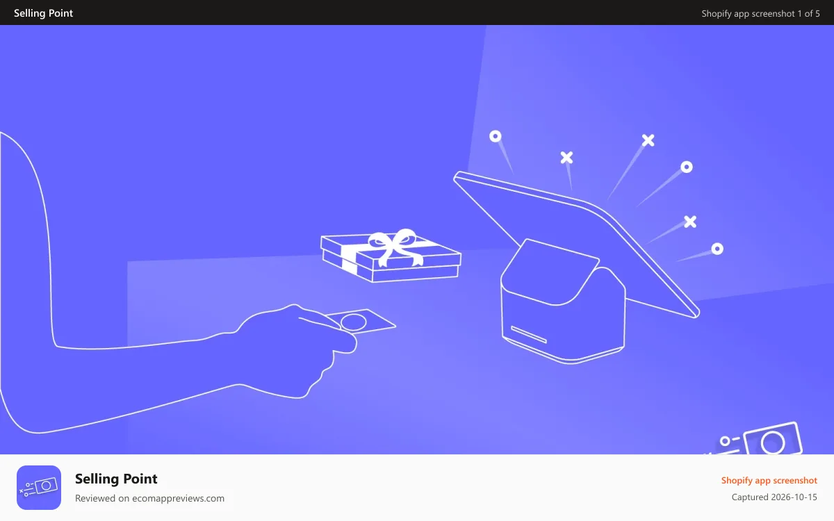 Selling Point Shopify app screenshot: Selling Point Migrate unlimited Gift Cards from any Website/POS