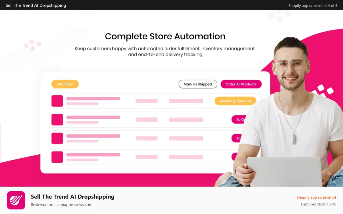 Sell The Trend AI Dropshipping Shopify app screenshot: Complete Store Automation