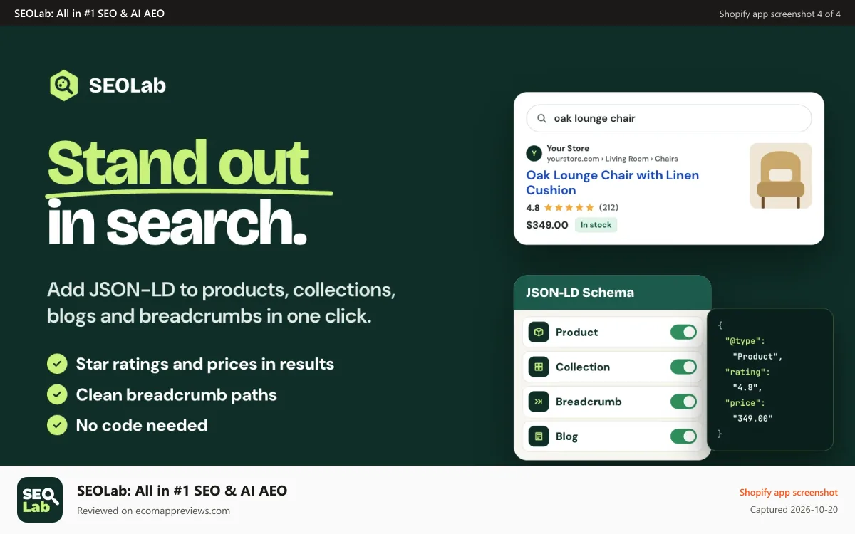SEOLab: All in #1 SEO & AI AEO Shopify app screenshot: SEO Image Alt Texts