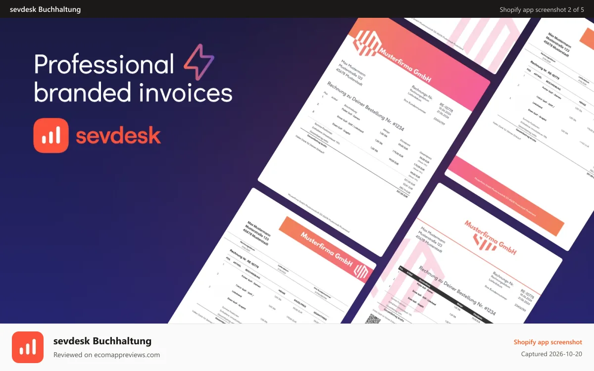 sevdesk Buchhaltung Shopify app screenshot: professional Invoice Layout - sevdesk