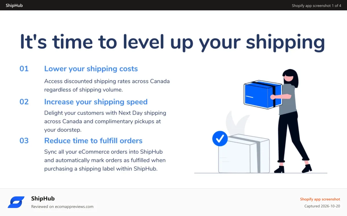 ShipHub Shopify app screenshot: Lower your shipping costs in Canada with ShipHub