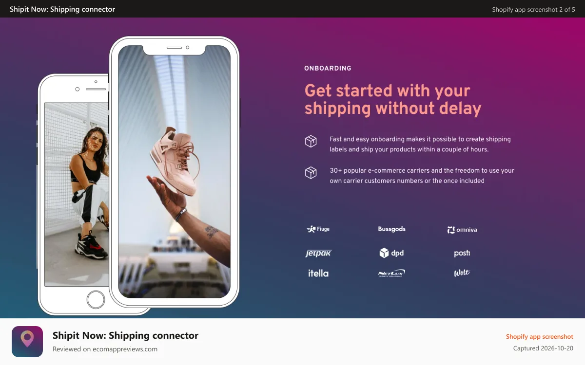 Shipit Now: Shipping connector Shopify app screenshot: Shipit Now for Shopify - Start shipping with ease in no time