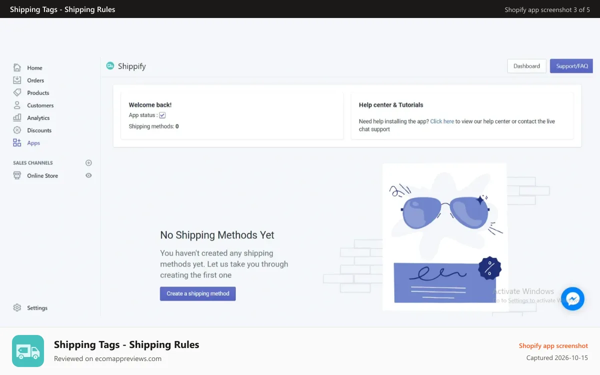 Shipping Tags ‑ Shipping Rules Shopify app screenshot: Shipping Tags overview- control your shipping rates in one place