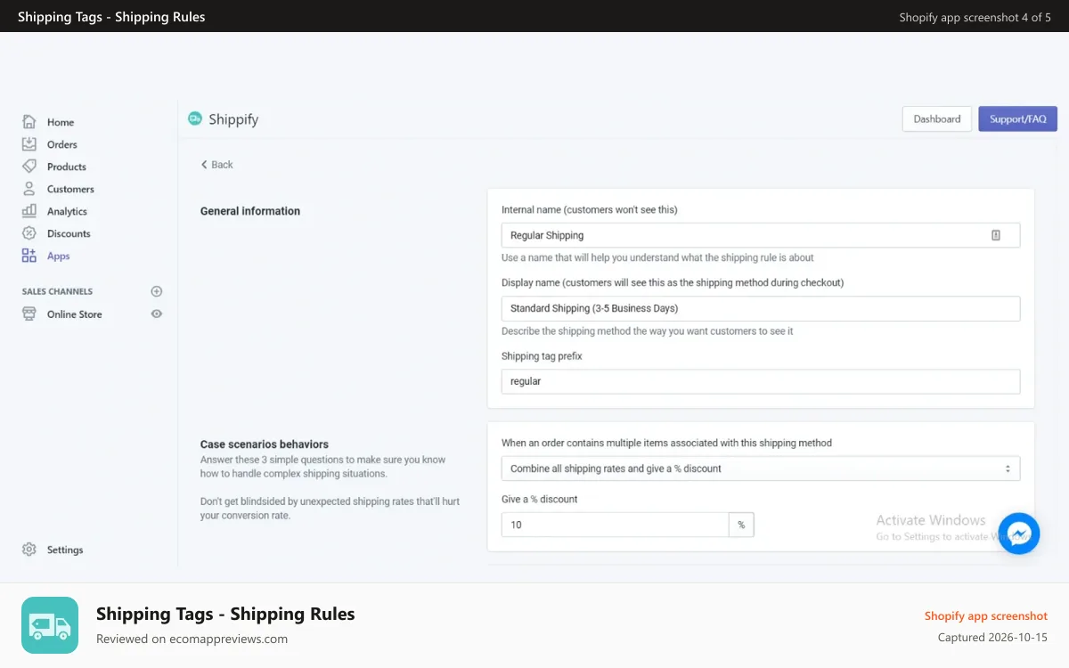 Shipping Tags ‑ Shipping Rules Shopify app screenshot: Define custom shipping rules & behavioral scenarios
