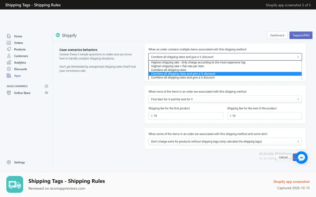 Shipping Tags ‑ Shipping Rules Shopify app screenshot: Add shipping conditions to ensure correct rates are always shown